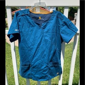 Women's Mock Wrap Notch Neck scrub Top